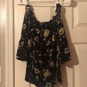 off the shoulder floral top with fun sleeves!